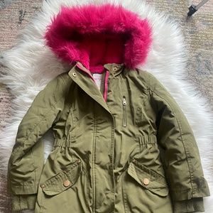 Girls Pink Fur trim winter jacket